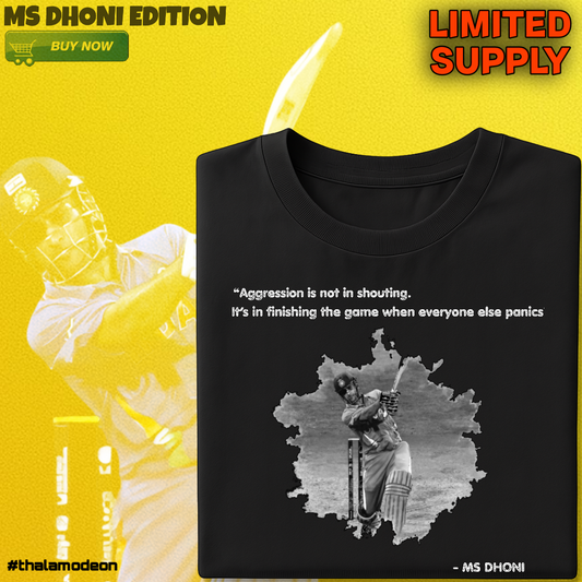 “Silent Finisher” – MS Dhoni Inspired Quote T-Shirt